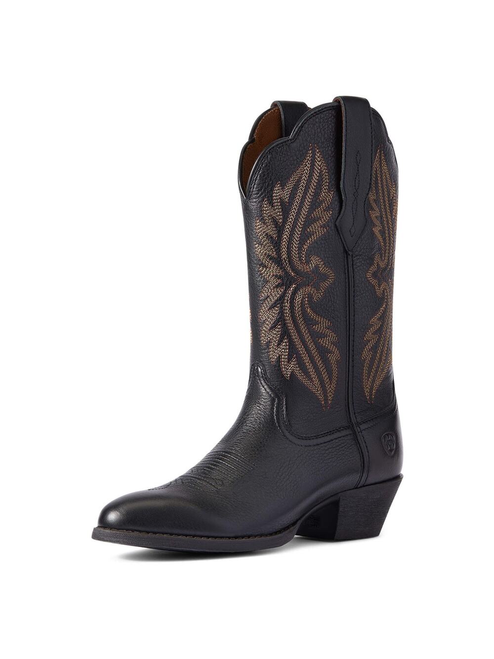 ARIAT BMVY9 WOMENS HERITAGE R TOE STRETCHFIT WESTERN BOOT BLACK DEERTAN 7.5 WIDE